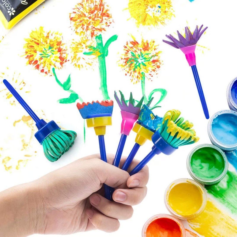 TORINALITAL 53Pcs Kids Paint Sponges & Brushes Set - Washable Sponge Painting Tools with 26 Alphabets - Image 2